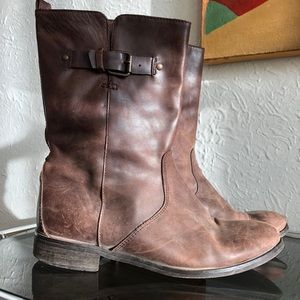 J. Crew Billie Short Buckle Boots Brown Leather